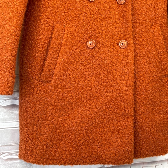 Gianni Feraud Femme Womens Orange Collared Pea Coat Double Breasted Jacket 6 US - Picture 6 of 14